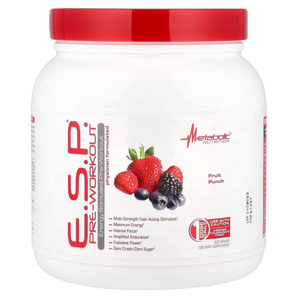 Metabolic Nutrition, ESP®, предтренировочный комплекс, фруктовый пунш, 300 г