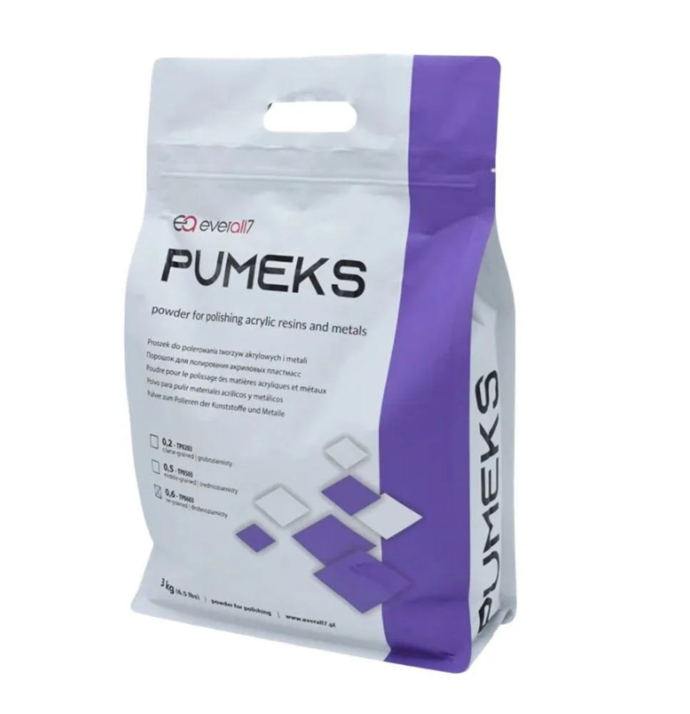 Pumeks 0,6 (мелкозернистый) 3 кг, полировочный порошок для полировки акриловых пластмасс и металлов