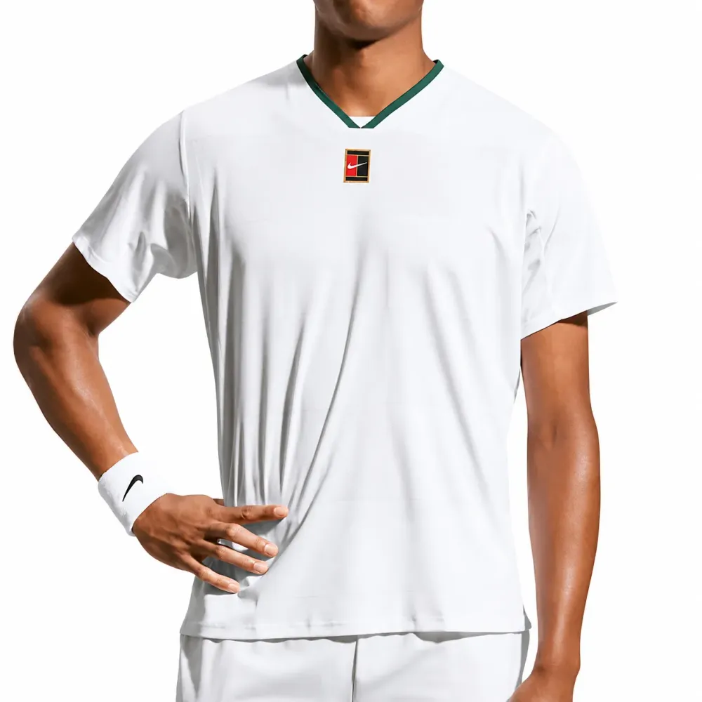 Мужская теннисная футболка Nike Court Dri-Fit Advantage Slam - white/george green