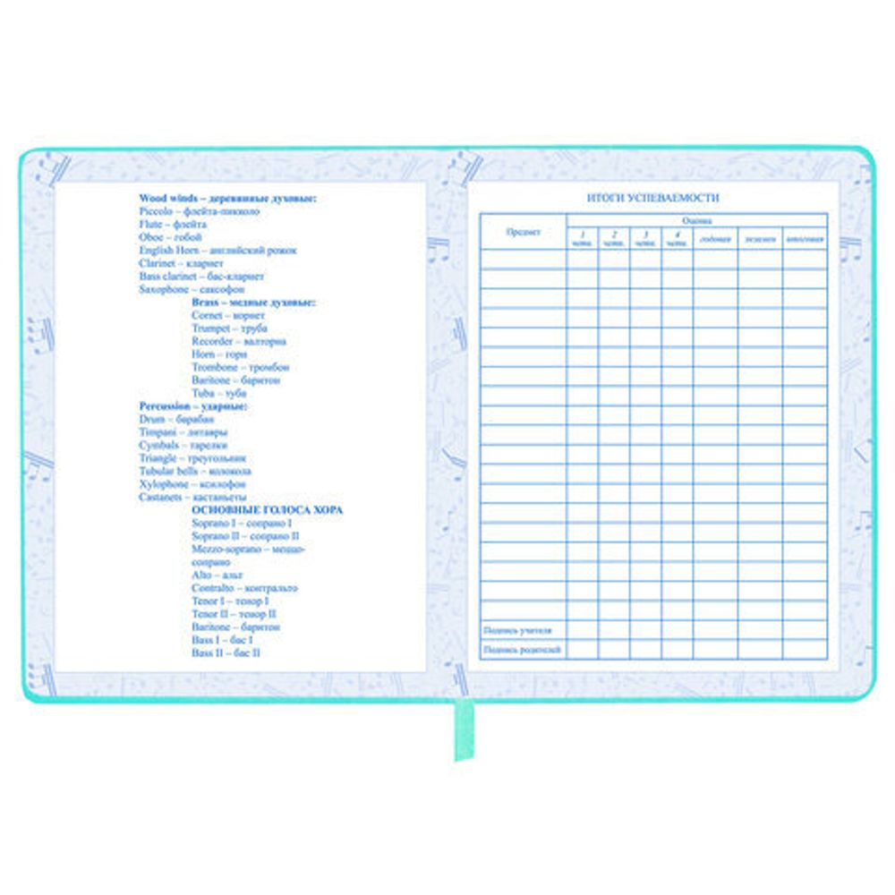 Дневник для музыкальной школы 170х215 мм, 48 л., обложка кожзам твердая, фольга, BRAUBERG, справочный материал, КОТИК, 107367