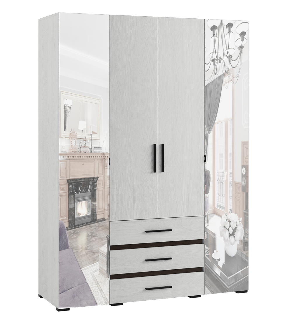 Шкаф с зеркалом Модена МШ-24, ясень анкор светлый