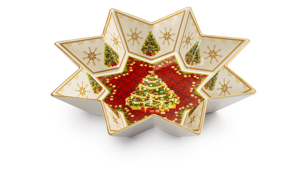 Блюдо-звезда 32см Lamart Новогодние снежинки