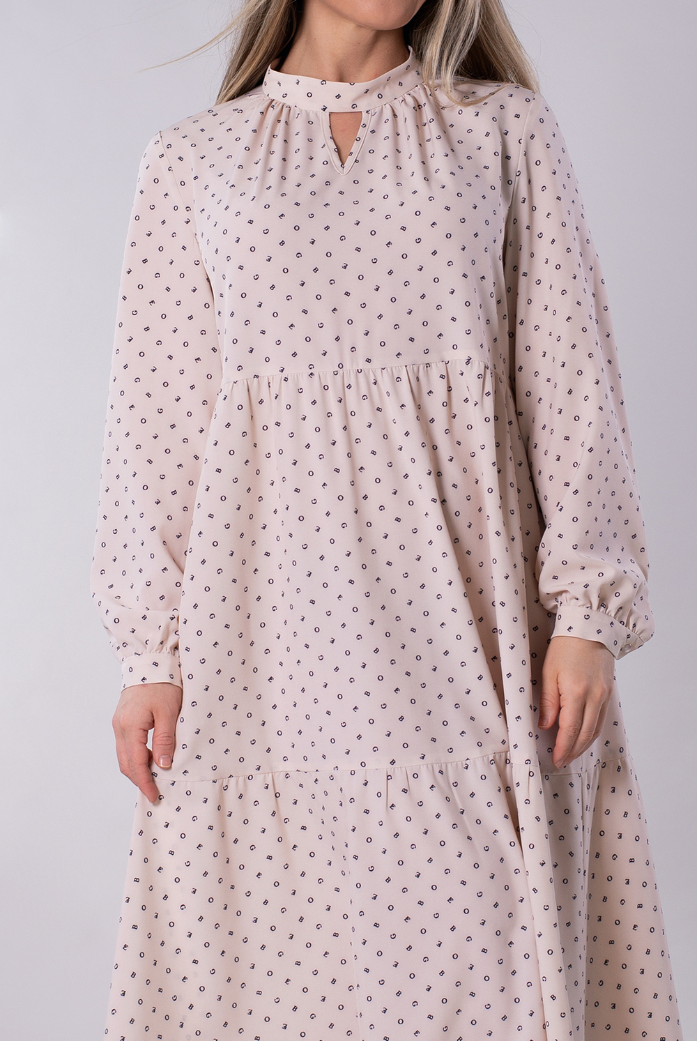 Платье женское 4288ЛП, бежевый алфавит #176Бал054288ЛП