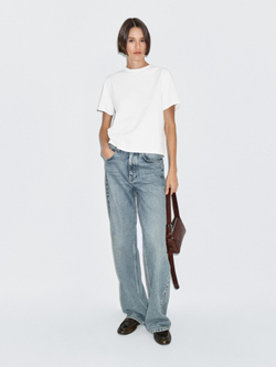 Massimo Dutti Футболка из смесового хлопка, белый