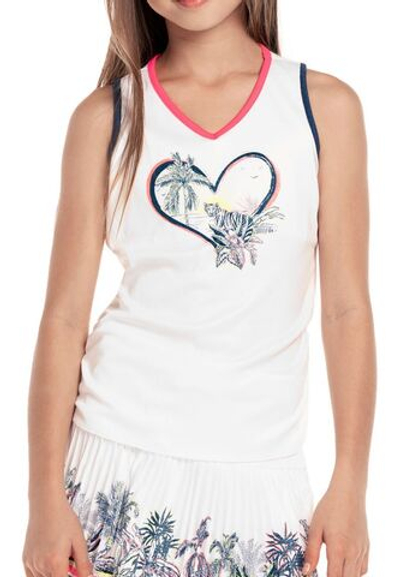 Футболка для девочки теннисная Lucky in Love Palms D'Amour Tank - white