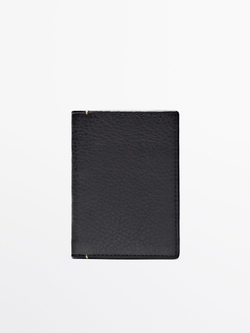 Massimo Dutti Вертикальный кошелек из кожи, черный