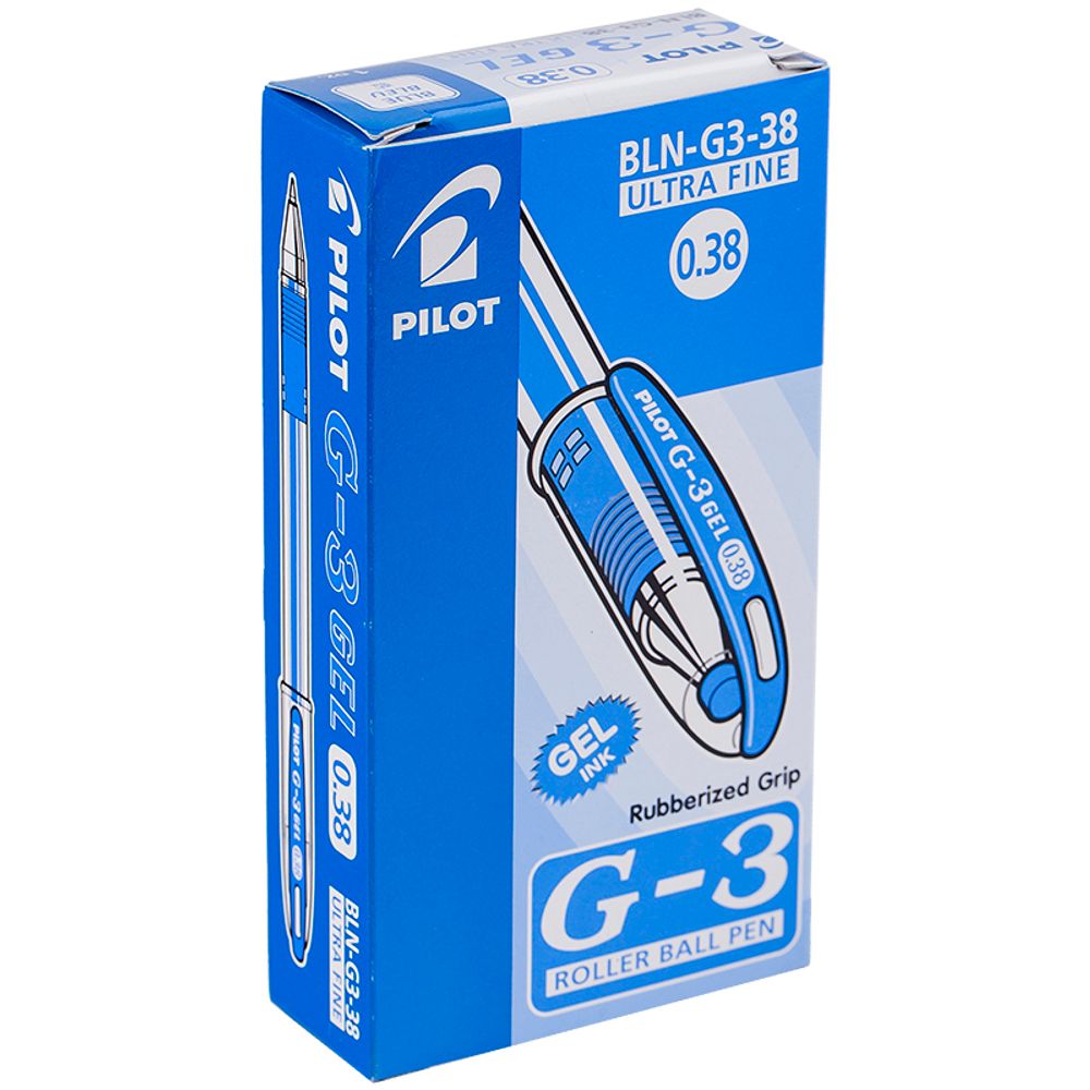 Ручка гелевая Pilot "G-3" синяя, 0,38мм, грип, 1шт