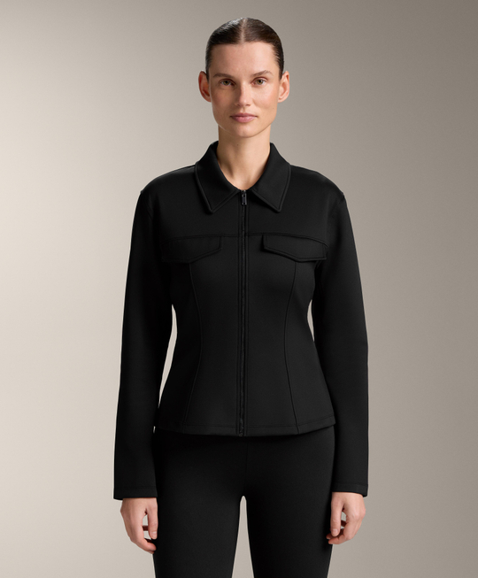 Oysho Куртка с эффектом неопрена в рубчик, черный