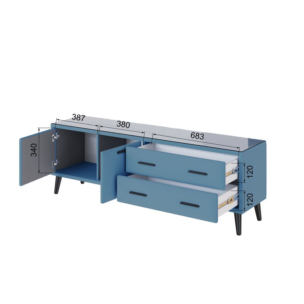 Тумба ТВ Виго 1,6, Светло-голубой