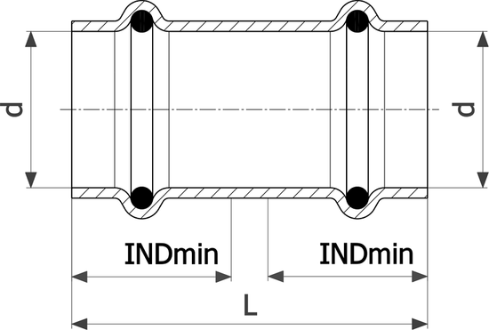 Муфта надвижная пресс Viega Profipress 18 мм с SC-Contur (серия 2415.3)