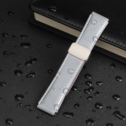 Ремешок из натуральной кожи серого цвета от Dux Ducis для смарт часов Samsung Galaxy Watch 3, 4, 5, 6 и 7 (размер крепления 20мм), серия YA Series