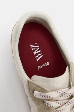 ZARA КРОССОВКИ BAREFOOT ИЗ РАЗНЫХ МАТЕРИАЛОВ, ПЕСОЧНО-КОРИЧНЕВЫЙ