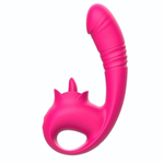 Розовый изогнутый вибратор с фрикциями - 19,7 см. (Цвет: розовый)