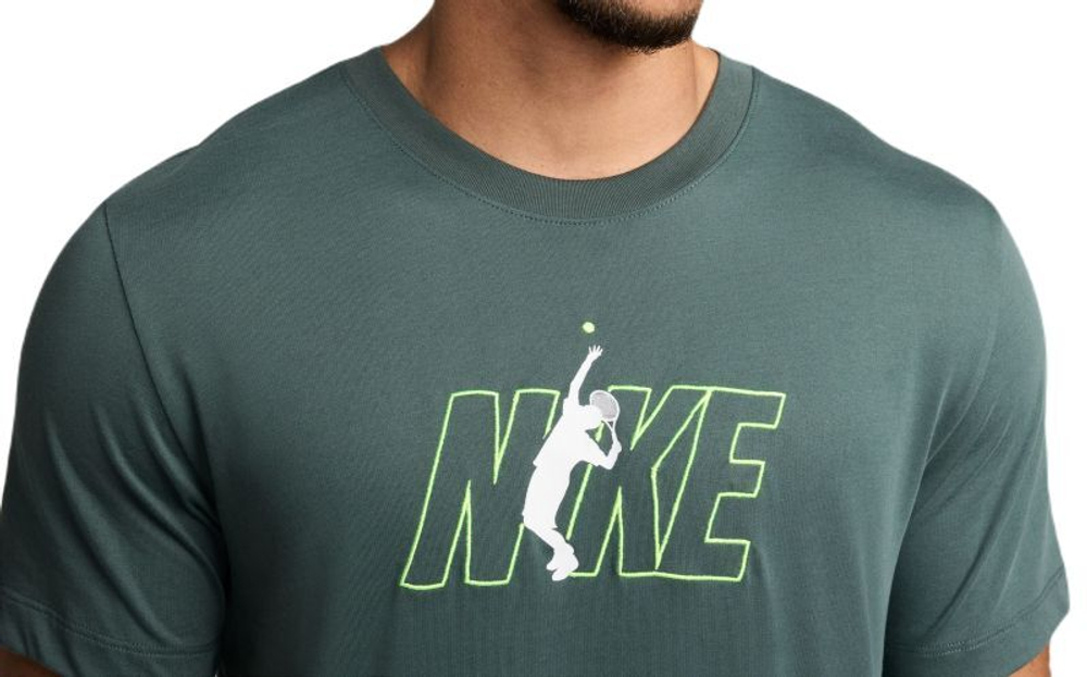 Мужская теннисная футболка Nike Court Dri-Fit Short Sleeve T-Shirt - зеленый