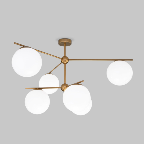 Умный потолочный светильник со стеклянными плафонами 60147/6 латунь