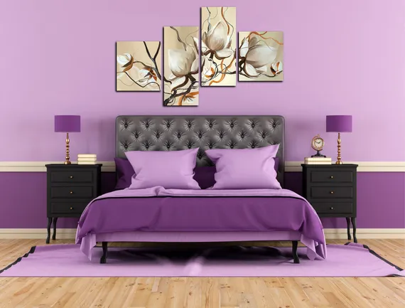 Модульная картина "Кремовые цветы"