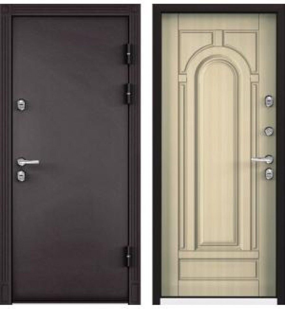 Дверь металлическая Family Eco Букле шоколад Ларче бьянко Е-102