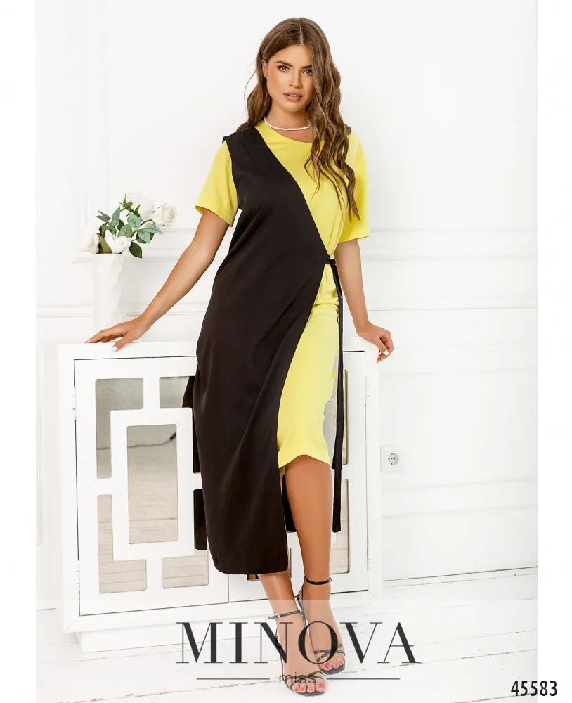 Платье 2288-лимонный-черный Minova