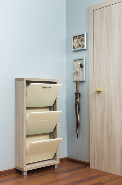 Обувница в прихожую компактная для обуви Люкс 3 капучино стекло ясень шимо