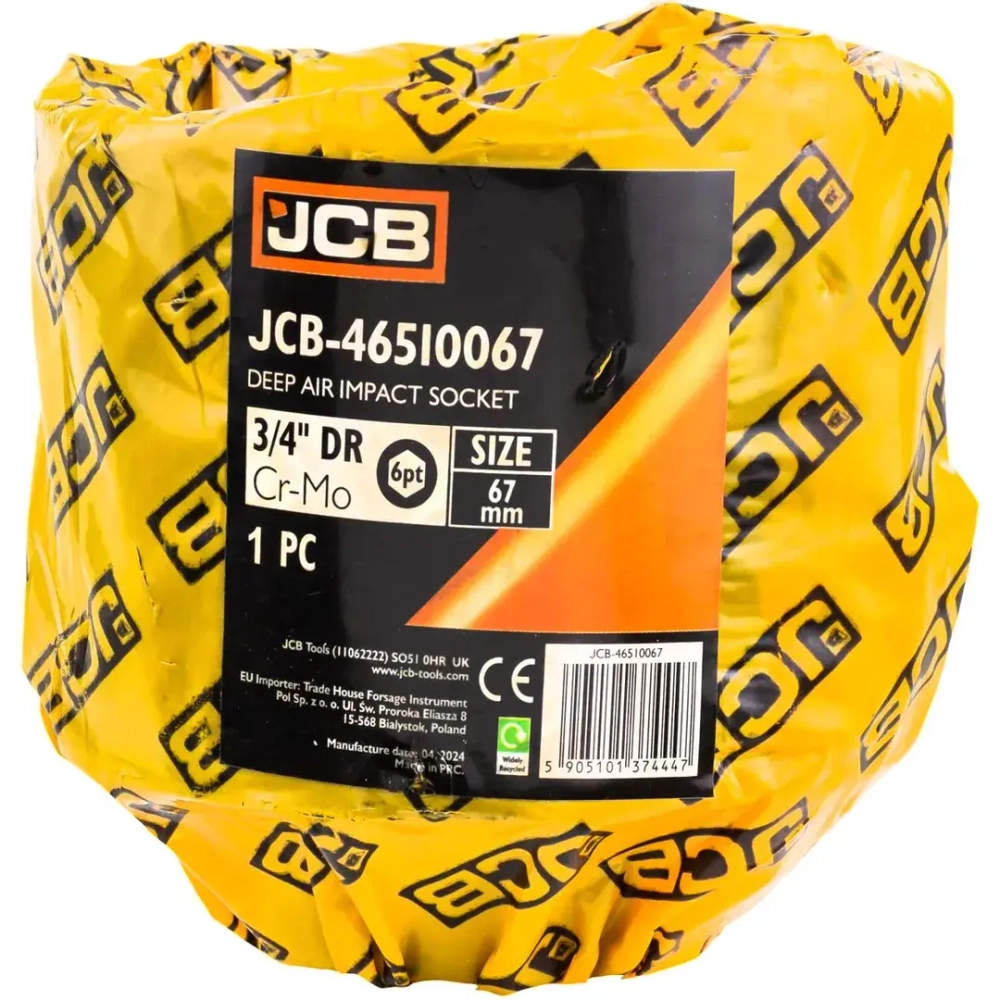 Головка ударная глубокая 67мм (6гр.), 3/4'' JCB JCB-46510067