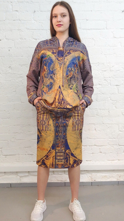 Комплект (худи и юбка) "Зодиак", по мотивам средневековой карты звездного неба