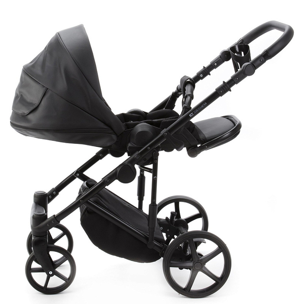 Детская коляска Adamex Zico Deluxe New 2 в 1 ZN-SA02 ЧЕРНАЯ КОЖА