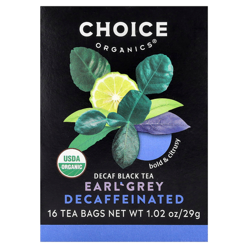 Choice Organics, черный чай, бергамот, без кофеина, 16 чайных пакетиков, 29 г (1,02 унции)