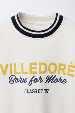 ZARA ТОЛСТОВКА С НАДПИСЬЮ, ЭКРЮ