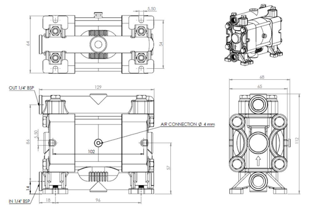 Yartek AF0007 - мембранный пневматический насос