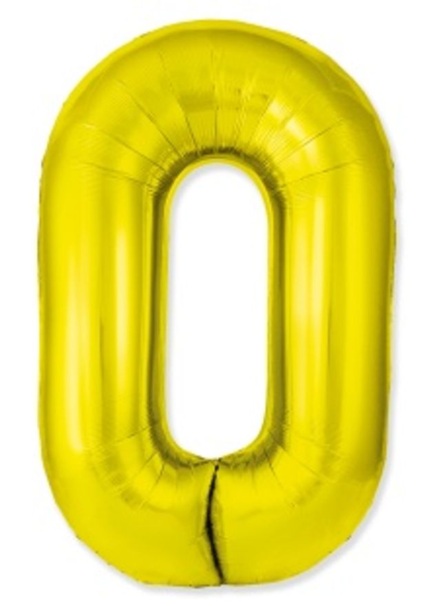F Шар (40''/102 см) Цифра, 0 Slim, Золото (БГ-60)