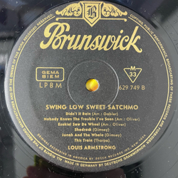 Винтажная виниловая пластинка LP Louis Armstrong Swing Low Sweet Satchmo (Германия 1958) Go Down Moses