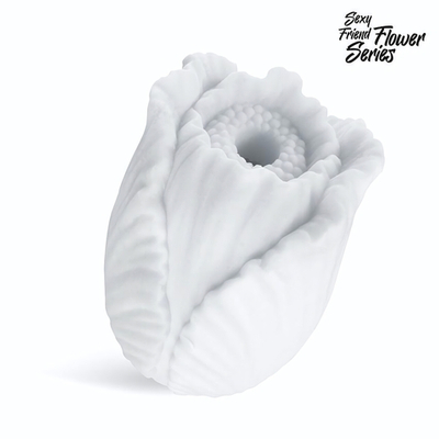 Белый нереалистичный мастурбатор в форме бутона цветка Tulips (Цвет: белый)