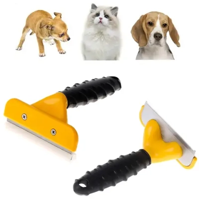 Расческа - пуходерка для вычесывания подшерстка «ЛАПКИ и ЦАРАПКИ», цвет как на фото, 10*15см (блистер)