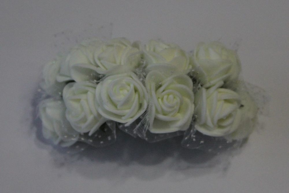 `Цветы из фоамирана с органзой, 25 мм, 11-12 цветков, цвет: белый