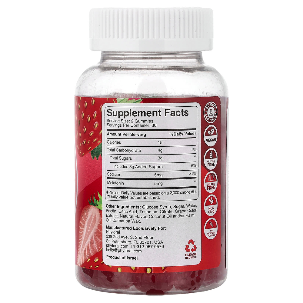 Phytoral, улучшенные жевательные таблетки с мелатонином, со вкусом ягод, 60 жевательных таблеток