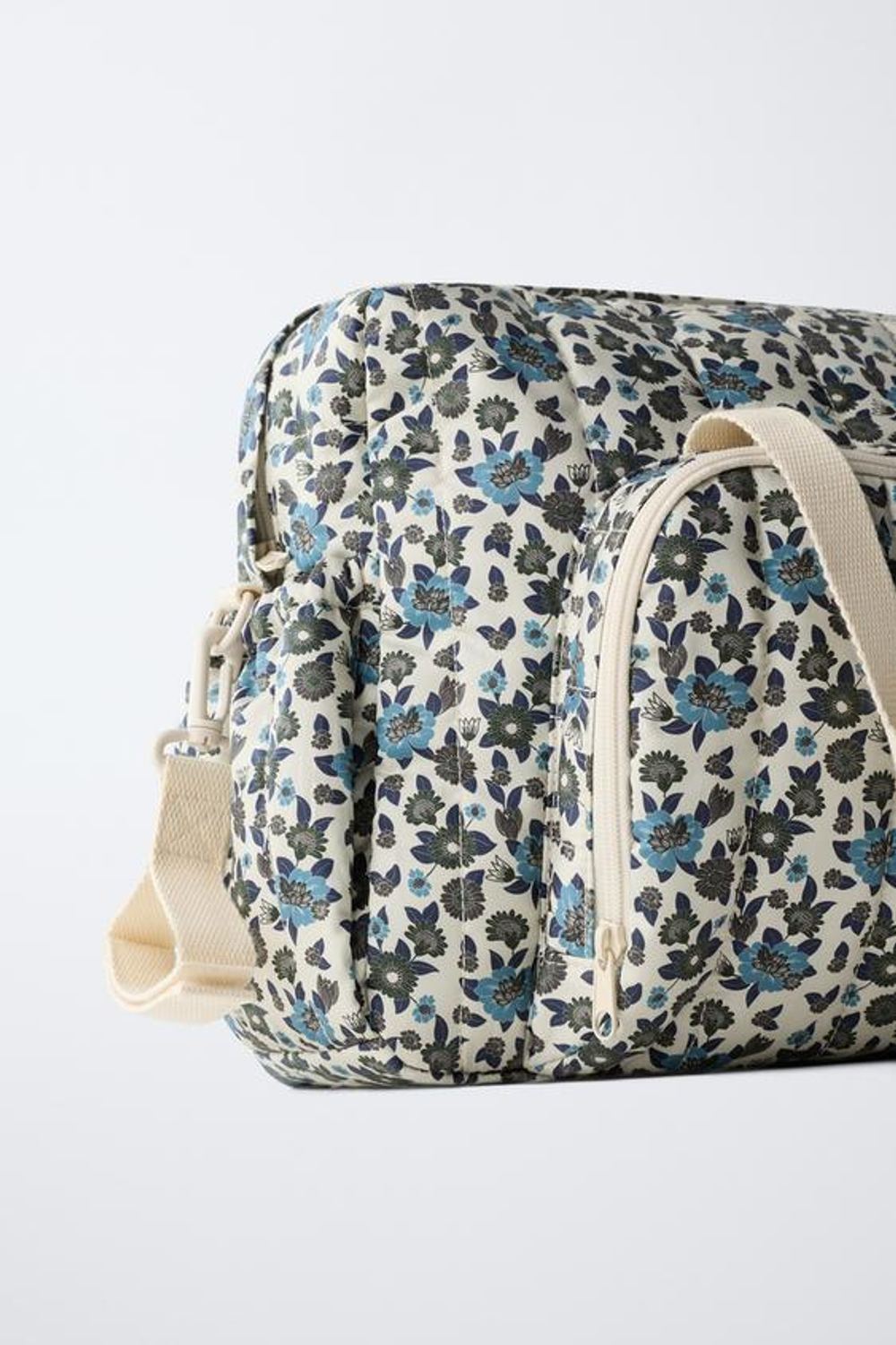 ZARA СУМКА ДЛЯ МАМ С ЦВЕТОЧНЫМ ПРИНТОМ, СИНИЙ
