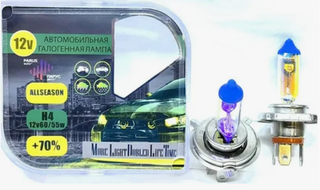 Автолампа H4 12V 60/55W P43t ParusAuto  +70% ALLSEASON Vision (COLD) всепогодн BOX 34250ALS+70 к-т