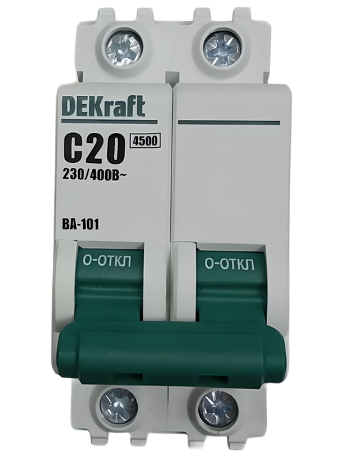 автоматический выключатель 2п 20А тип С 4,5кА серия ВА-101 DEKraft