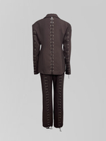 Костюм 1709 однотонный из пиджака и брюк со шнуровкой