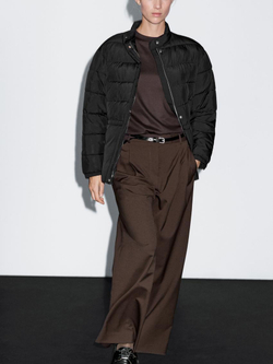 Massimo Dutti Стеганая куртка с воротником-стойкой, черный