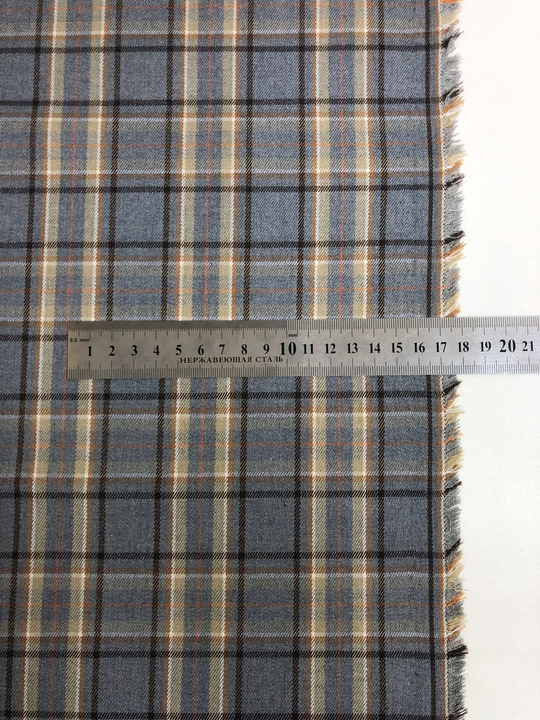 Костюмная принт клетка, беж/коричневый на сером