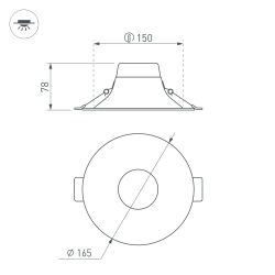 Светильник MS-BLIZZARD-BUILT-R165-16W Warm3000 (WH, 100 deg, 230V) (Arlight, IP20 Металл, 3 года) 036576