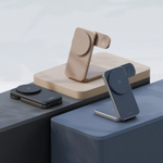 Беспроводное зарядное устройство EnergEA Bazic GoMag Trio PLUS 3in1 magnetic wireless foldable charger Qi2 22.5W, Blue (MAG-TRIOPLUS-BLU)