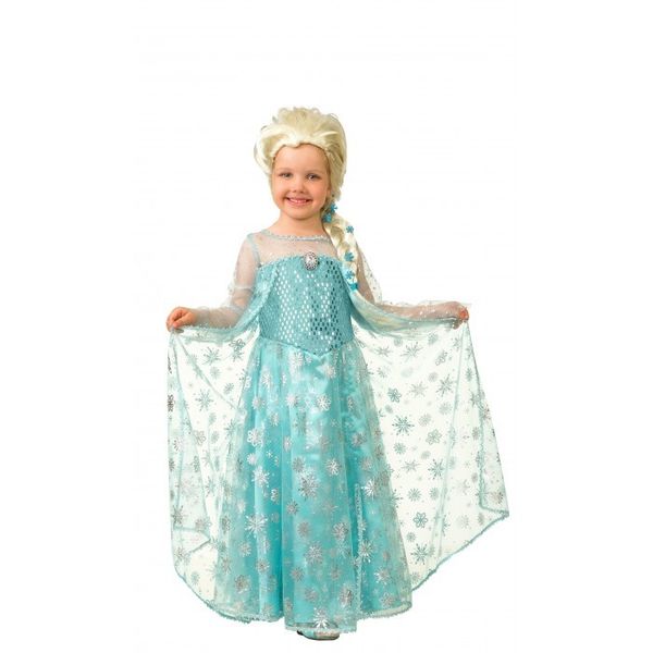 Карнавальный костюм платье Эльзы с брошью размер L