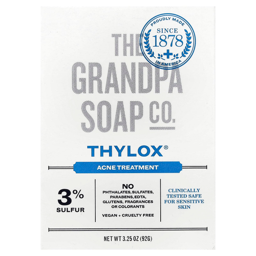 The Grandpa Soap Co., кусковое мыло для лица и тела, Thylox®, средство от акне, 92 г (3,25 унции)