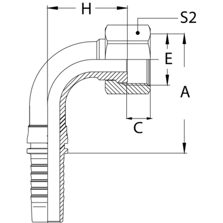 Фитинг DN 16 ORFS (Г) 1.3/16 (90)