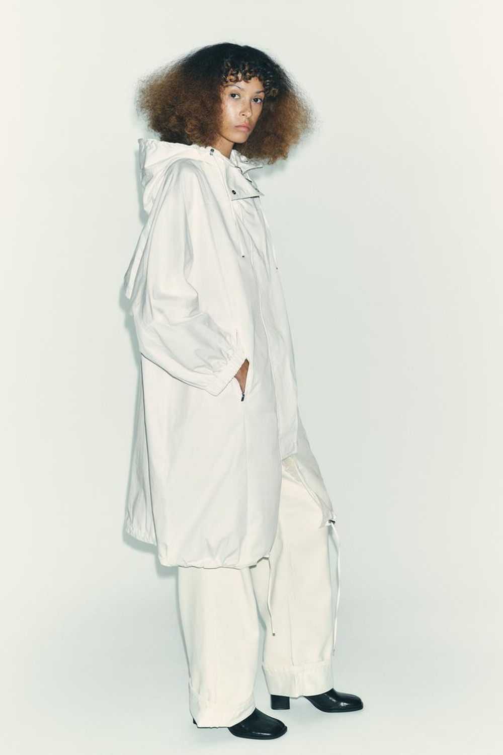 ZARA ПАРКА ОВЕРСАЙЗ МНОГОПОЗИЦИОННАЯ С КАПЮШОНОМ — ZW COLLECTION, БЕЛЫЙ