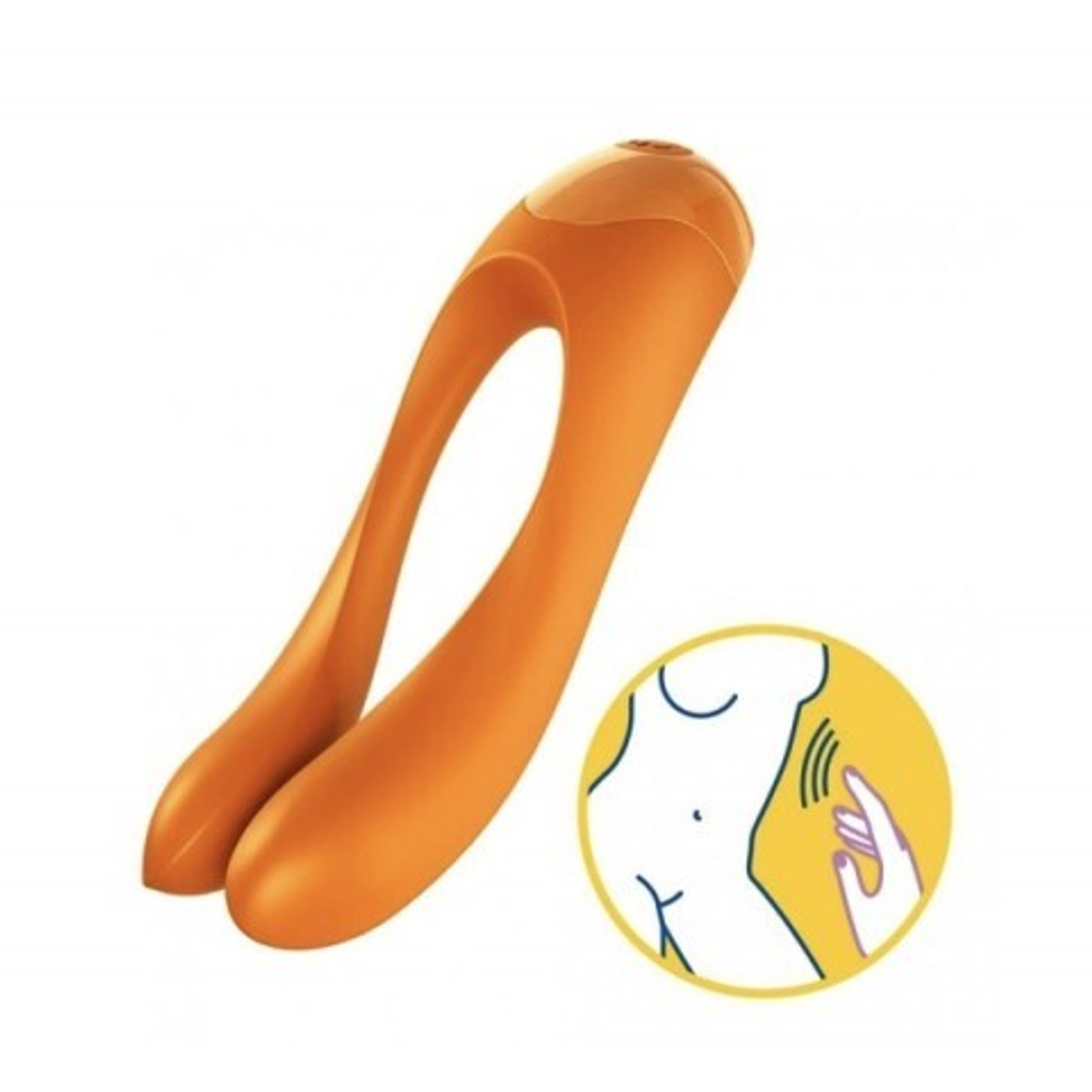 Мини вибратор на палец Satisfyer Candy Cane оранжевый