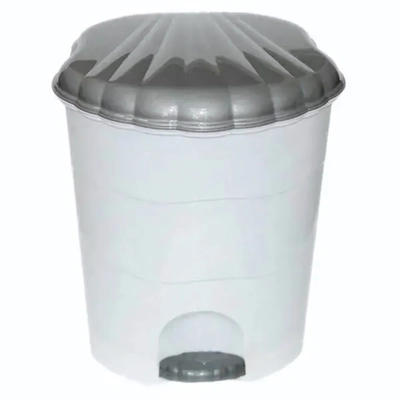 Ведро для мусора с педалью 18л (бело-серый)