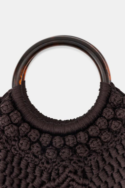 ZARA СУМКА ИЗ ТКАНИ С УЗЛАМИ И БАХРОМОЙ, КОРИЧНЕВЫЙ